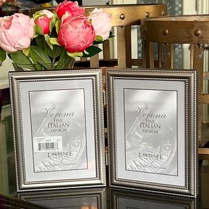 Lawrence Bead Border Photo Frame 5x7 Double Silver Pewter New